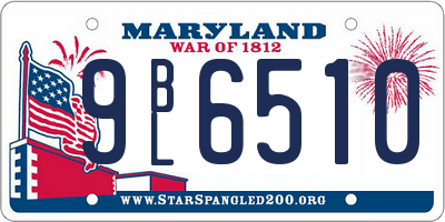 MD license plate 9BL6510