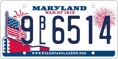 MD license plate 9BL6514
