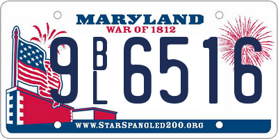 MD license plate 9BL6516