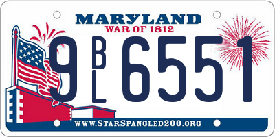 MD license plate 9BL6551