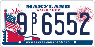 MD license plate 9BL6552