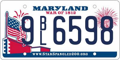 MD license plate 9BL6598