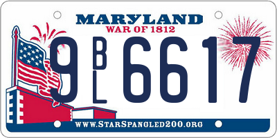 MD license plate 9BL6617