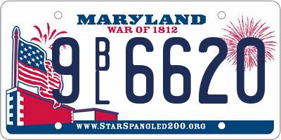 MD license plate 9BL6620