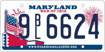 MD license plate 9BL6624