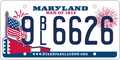 MD license plate 9BL6626