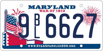 MD license plate 9BL6627