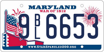 MD license plate 9BL6653