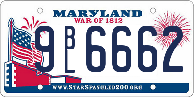 MD license plate 9BL6662