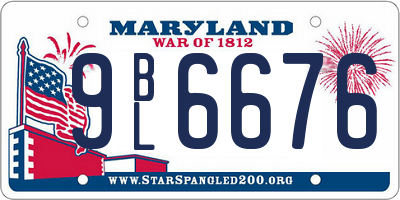 MD license plate 9BL6676