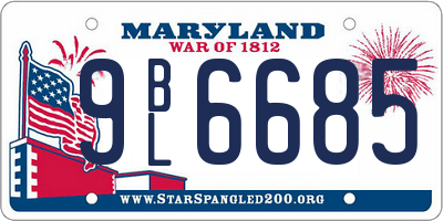 MD license plate 9BL6685