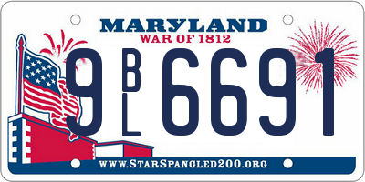 MD license plate 9BL6691