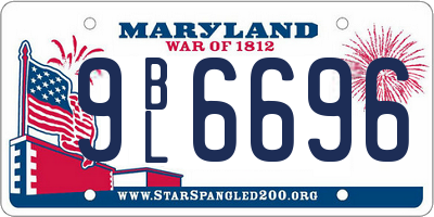 MD license plate 9BL6696