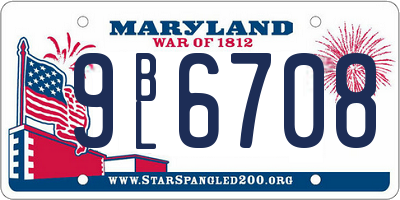 MD license plate 9BL6708