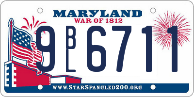 MD license plate 9BL6711