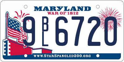 MD license plate 9BL6720