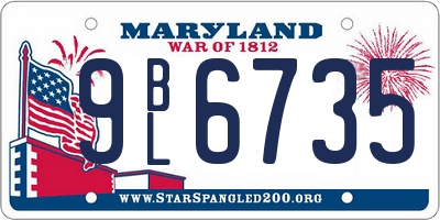 MD license plate 9BL6735