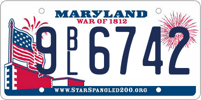 MD license plate 9BL6742