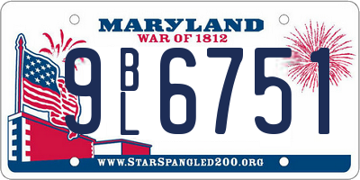 MD license plate 9BL6751