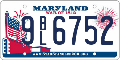 MD license plate 9BL6752