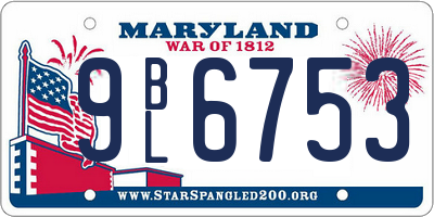 MD license plate 9BL6753