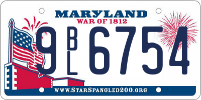 MD license plate 9BL6754