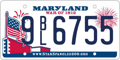 MD license plate 9BL6755
