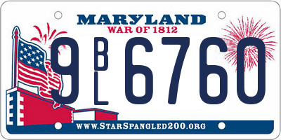 MD license plate 9BL6760