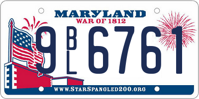 MD license plate 9BL6761