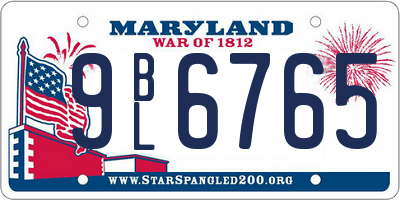 MD license plate 9BL6765