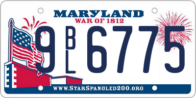 MD license plate 9BL6775