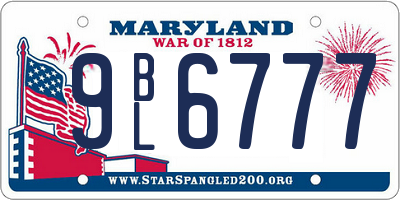 MD license plate 9BL6777