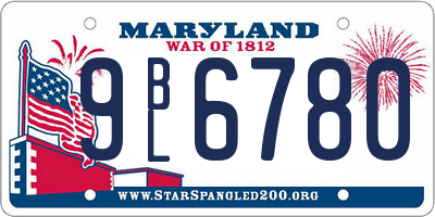 MD license plate 9BL6780