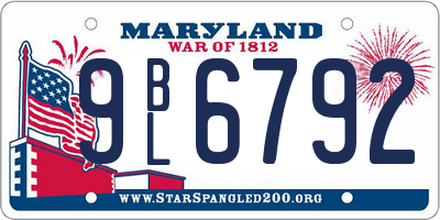 MD license plate 9BL6792