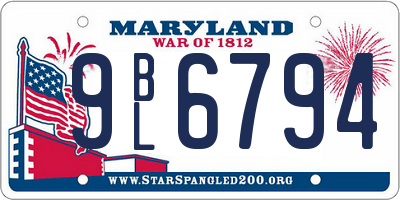 MD license plate 9BL6794