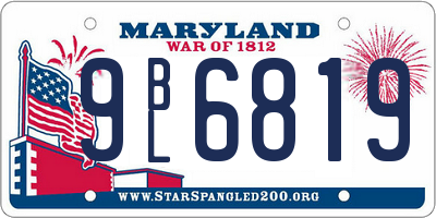 MD license plate 9BL6819