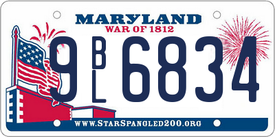 MD license plate 9BL6834