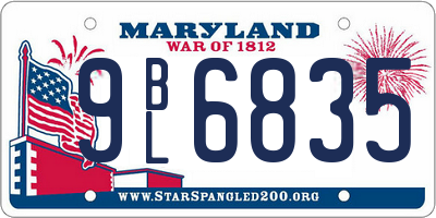 MD license plate 9BL6835