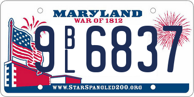 MD license plate 9BL6837