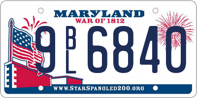 MD license plate 9BL6840