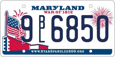 MD license plate 9BL6850