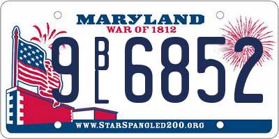 MD license plate 9BL6852