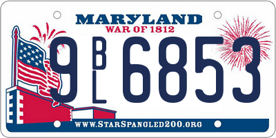 MD license plate 9BL6853