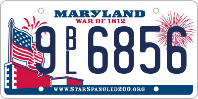 MD license plate 9BL6856