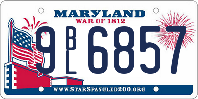 MD license plate 9BL6857