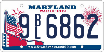 MD license plate 9BL6862