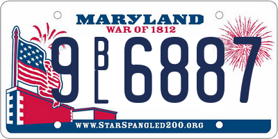 MD license plate 9BL6887