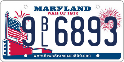 MD license plate 9BL6893