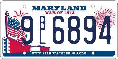 MD license plate 9BL6894
