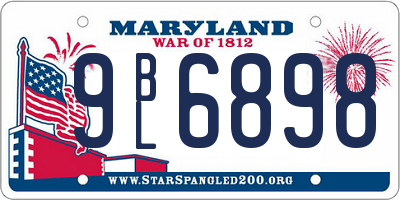 MD license plate 9BL6898